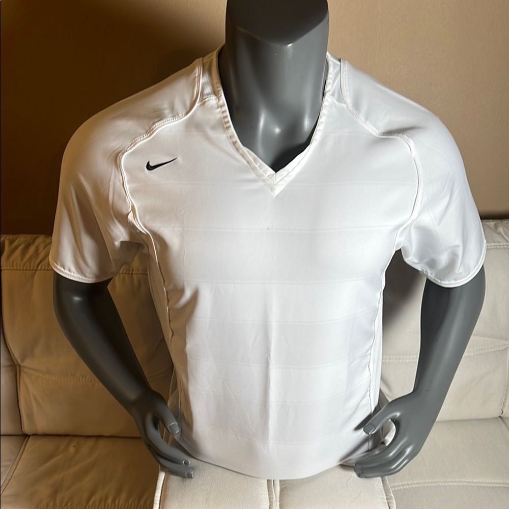 Nike Men’s White Performance V-Neck Jersey Shirt Size Small